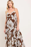 DESERT BLOOM BROWN FLORAL MAXI DRESS