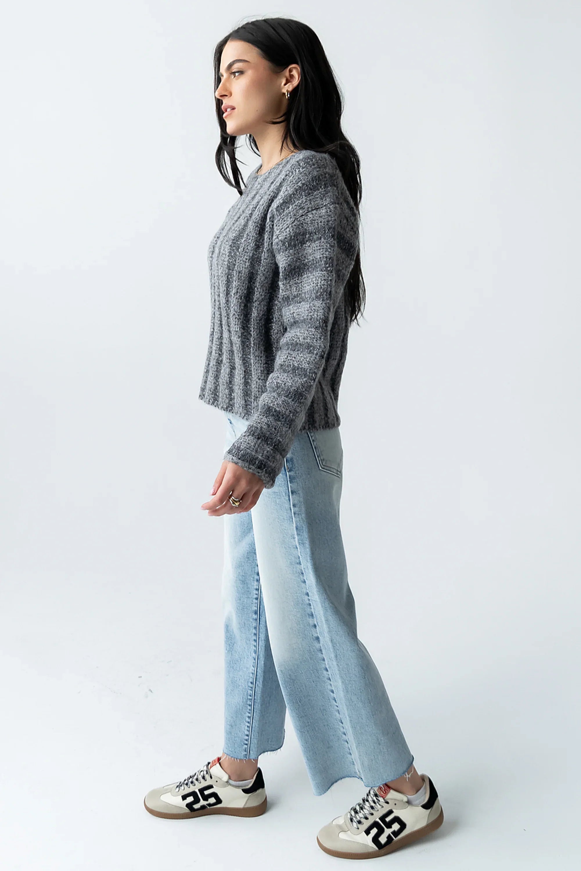 Zamara Ribbed Sweater in Charcoal