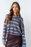 Mariah Striped Cardigan in Navy