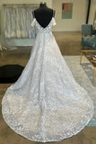 Ivory Cold Shoulder Appliques A Line Wedding Dress