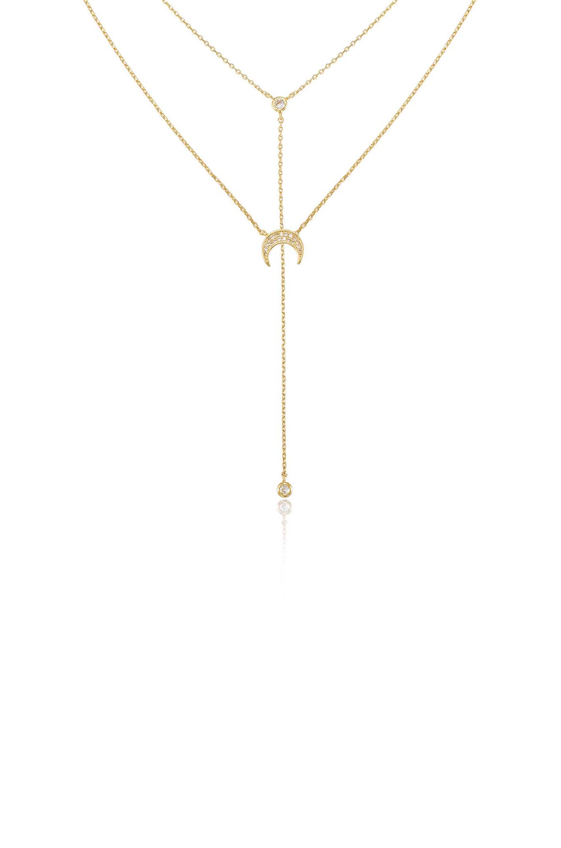 Dainty Layered Crescent Moon Necklace Set