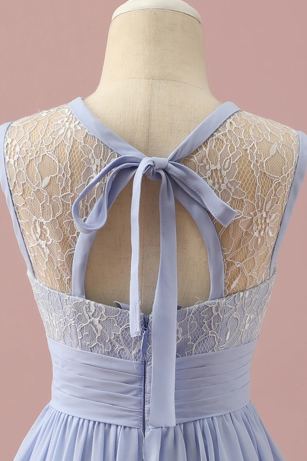 Lavender A Line Lace and Chiffon Short Junior Bridesmaid Dress