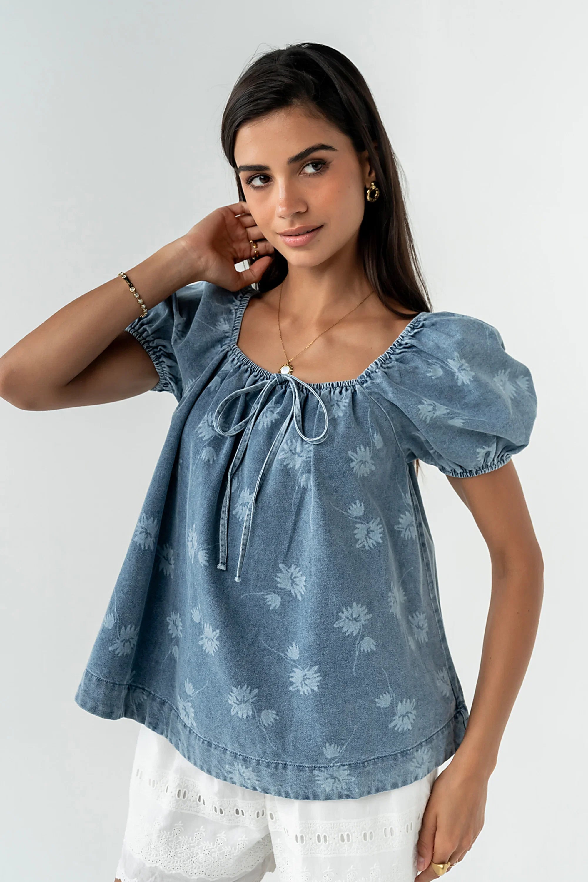 Brinklee Floral Denim Top