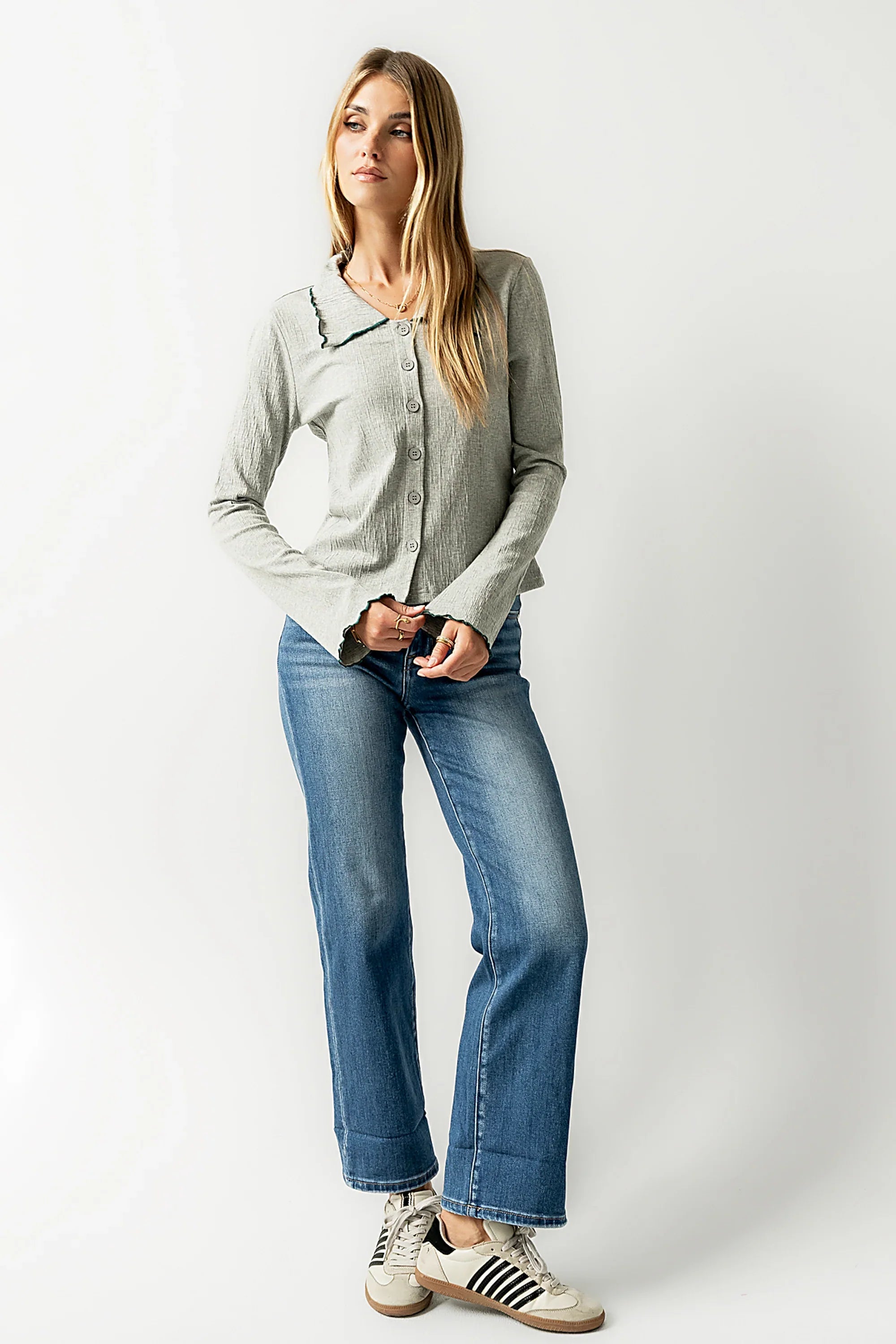 Jazmine Contrast Top in Grey FINAL SALE