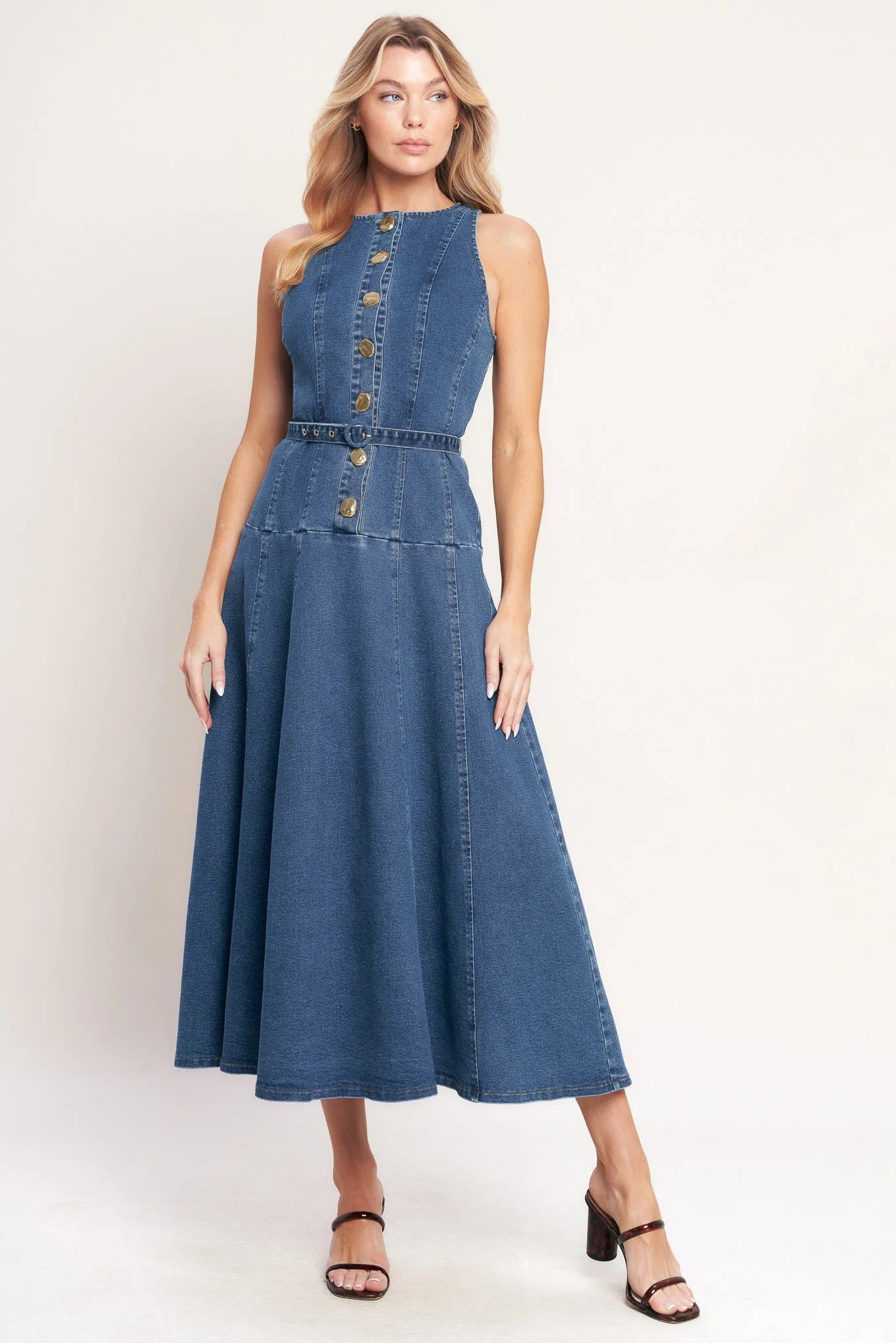 SUNDAY STROLL DENIM MIDI DRESS