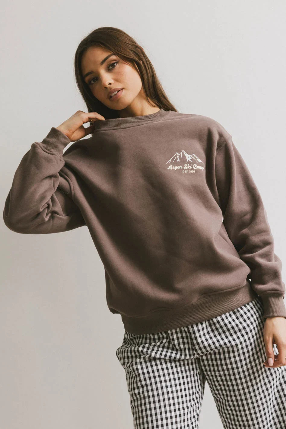 Aspen Ski Camp Crewneck in Brown FINAL SALE
