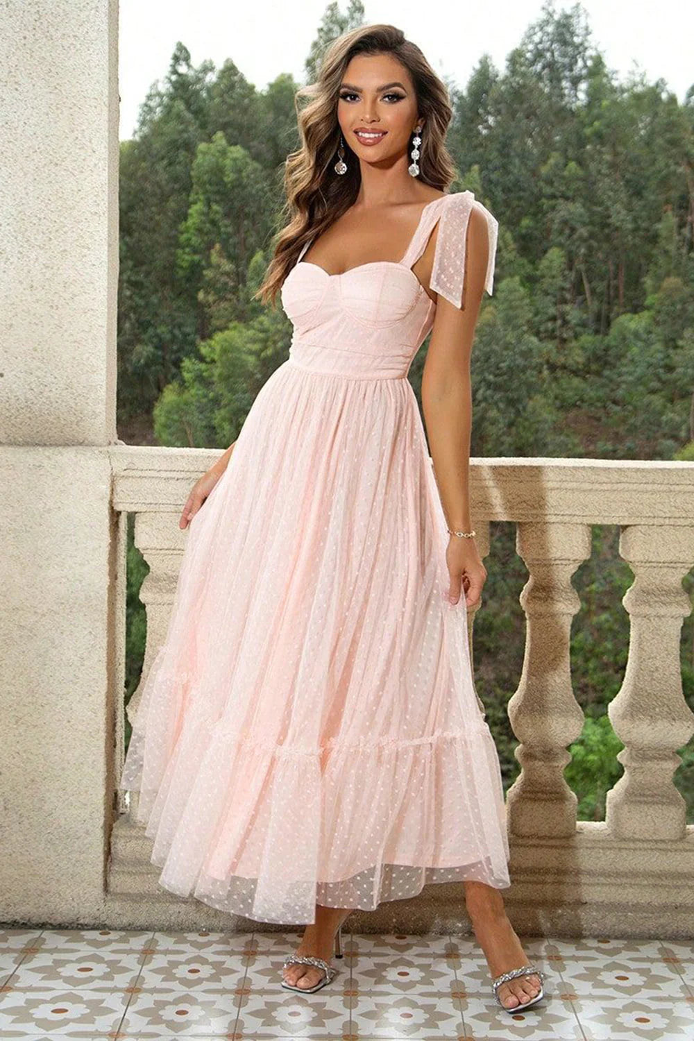 Black A Line Bow Spaghetti Straps Pleated Long Wedding Guest Dress