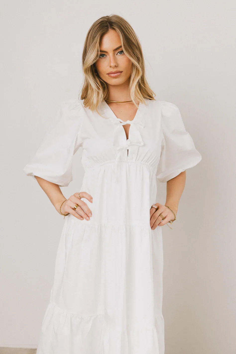 Nadia Midi Dress in Cream FINAL SALE