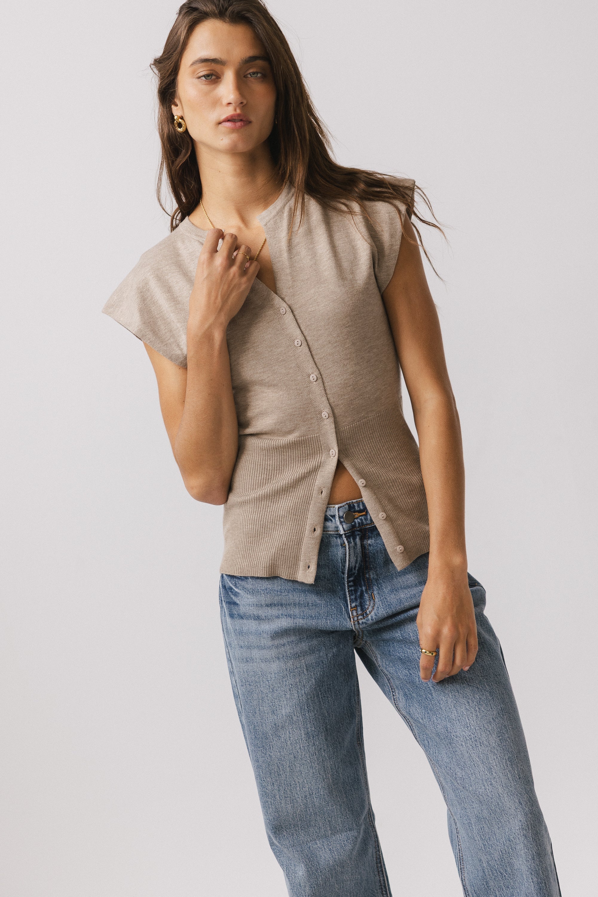 Marco Knit Top in Taupe