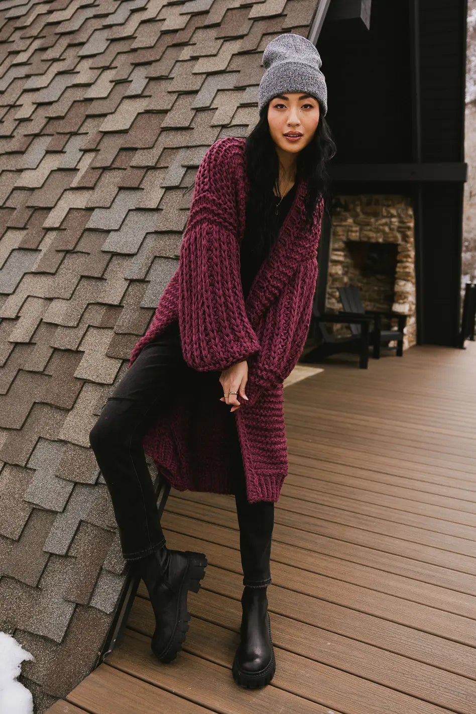 Marlee Long Cardigan in Purple FINAL SALE
