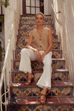 Jenna Striped Wide Leg Pants in White FINAL SALE