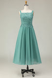 2 Piece A Line Eucalyptus Lace Midi Mother of the Bride Dress