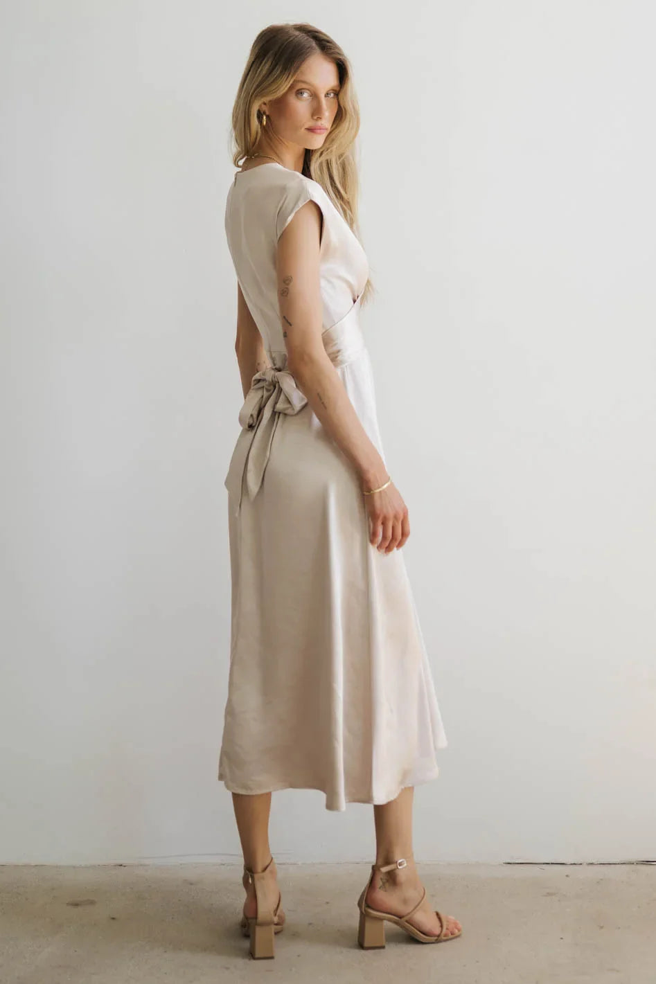 Rosalind Midi Dress in Champagne FINAL SALE