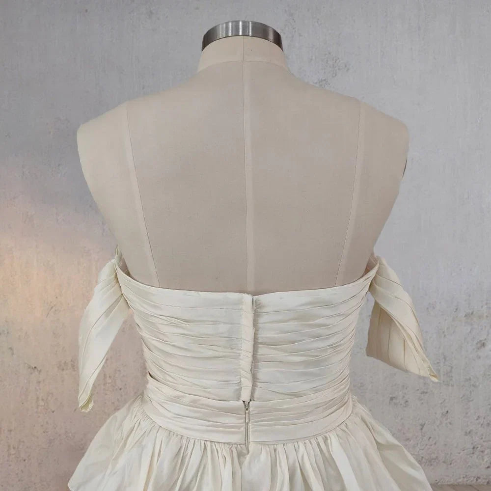 A Line Beige Multi Tiered Ruffles Wedding Dresses