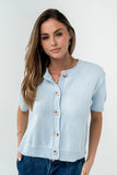 Liza Short Sleeve Cardigan in Blue