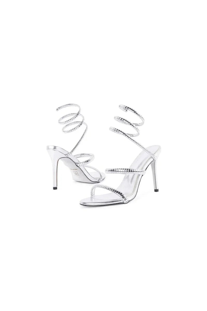 Gold Snake Wrap Open Toe High Heels Sandal