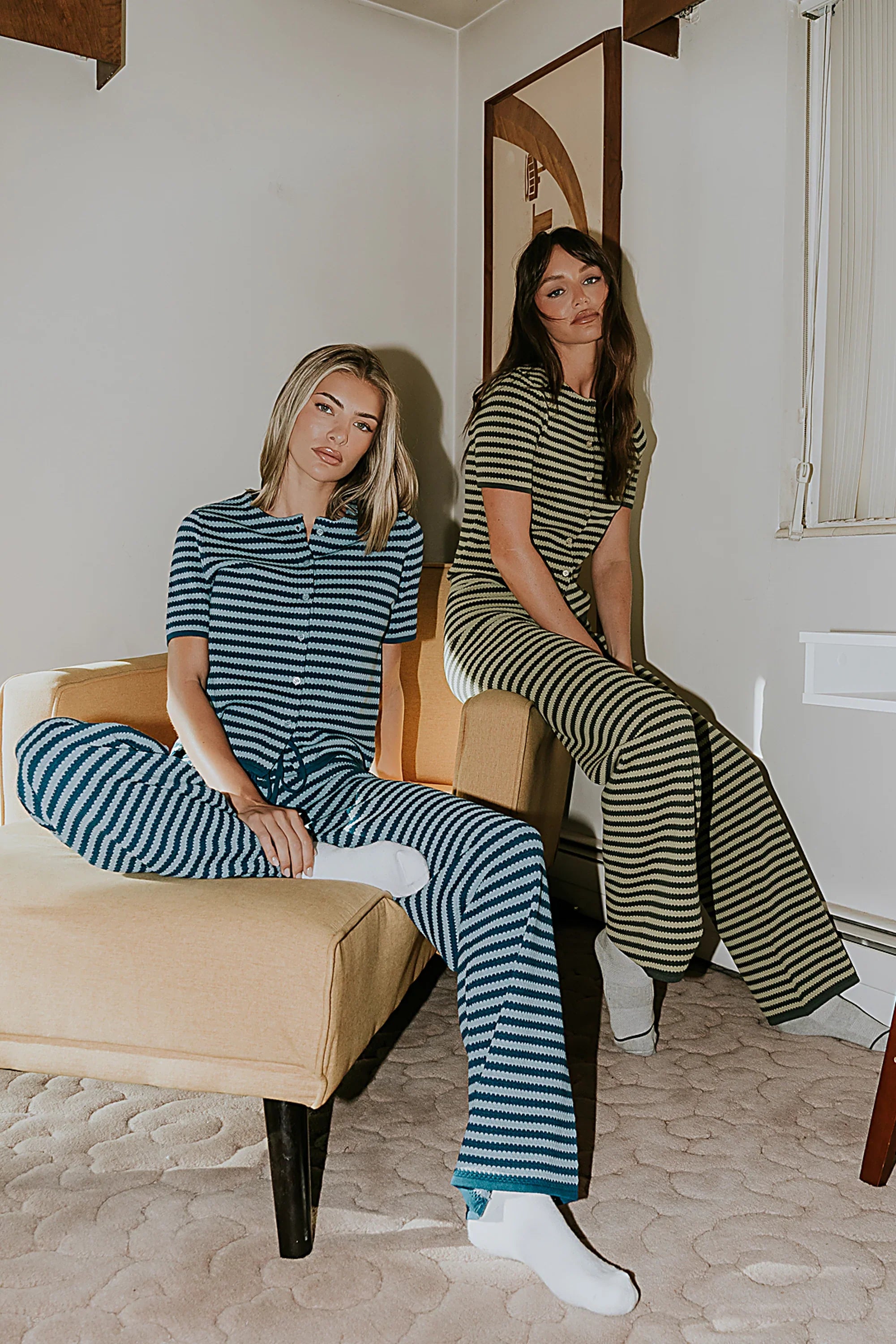 Ireland Striped Wide Leg Pants in Green FINAL SALE
