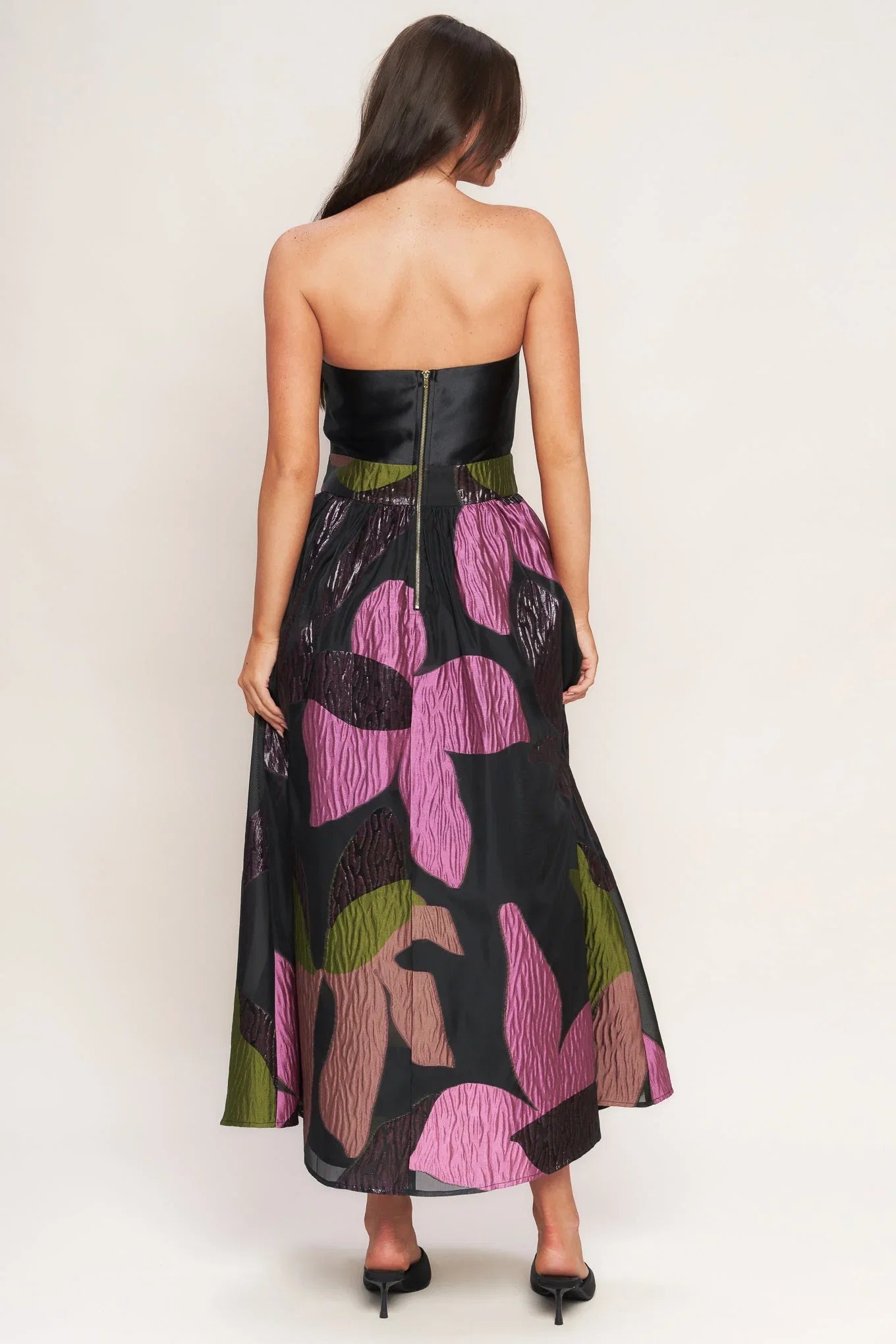 ABSTRACT ROSE BLACK MIDI DRESS FINAL SALE