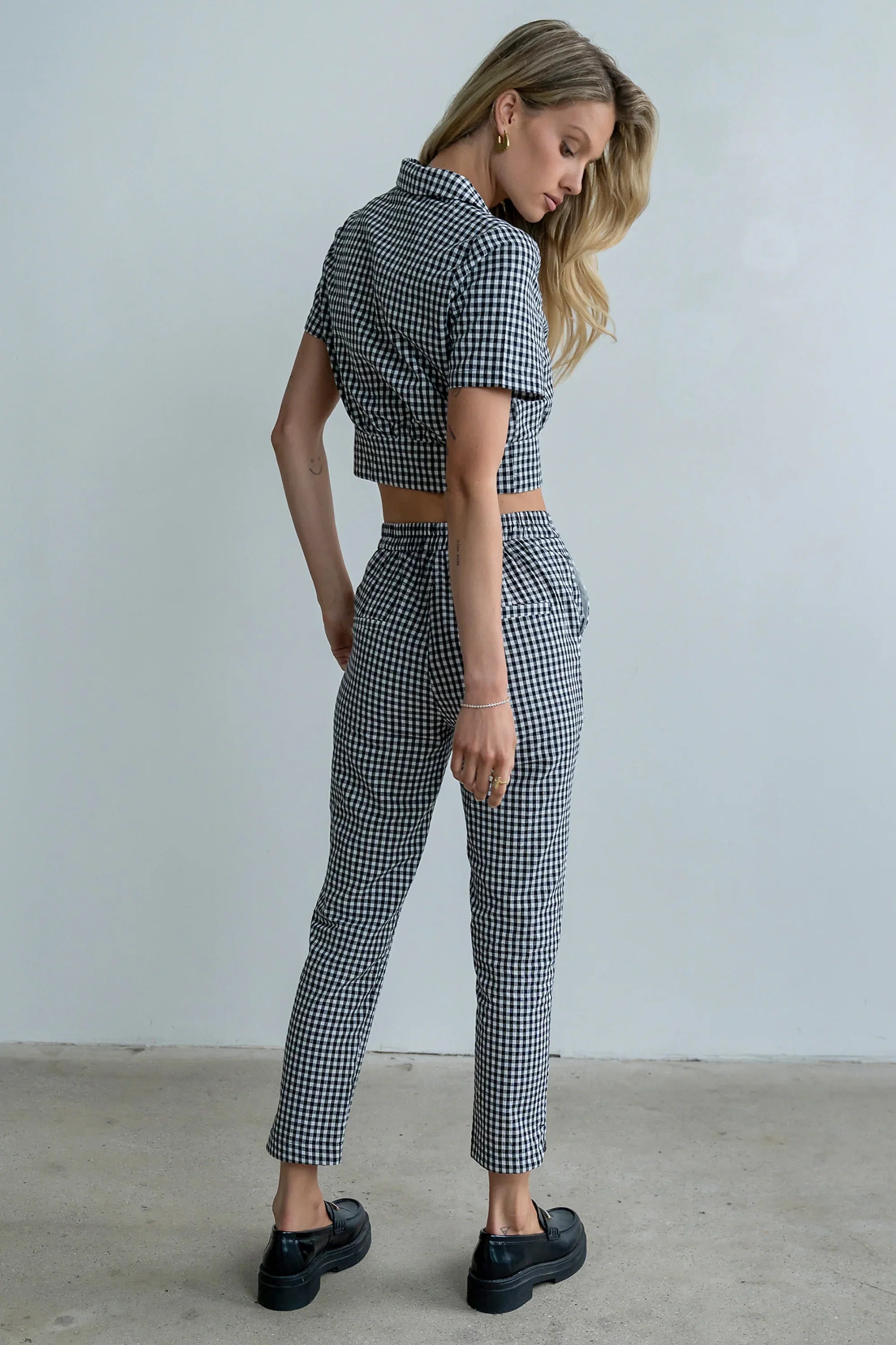 Madie Gingham Button Up in Black