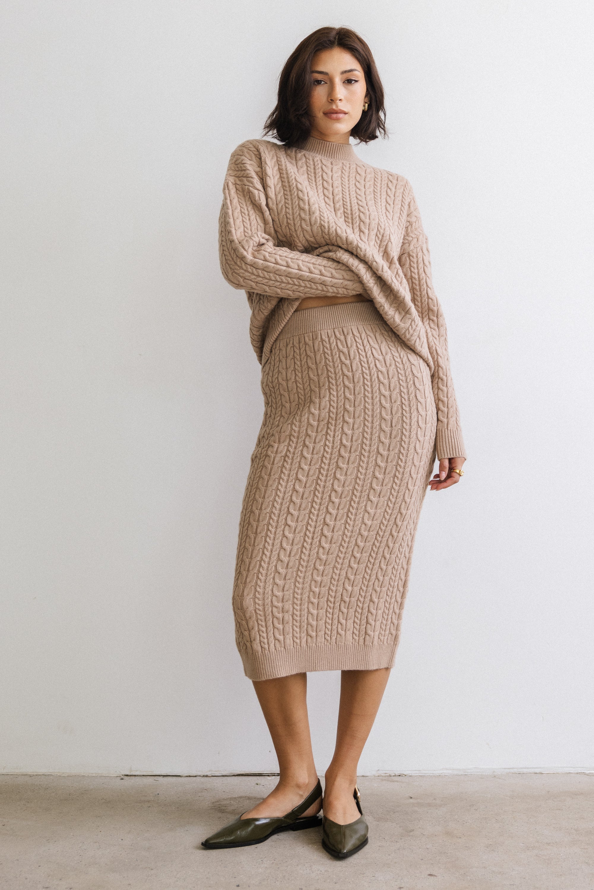 Renley Cable Knit Midi Skirt FINAL SALE