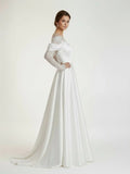 Mermaid Off the Shoulder Satin Lace Wedding Dress