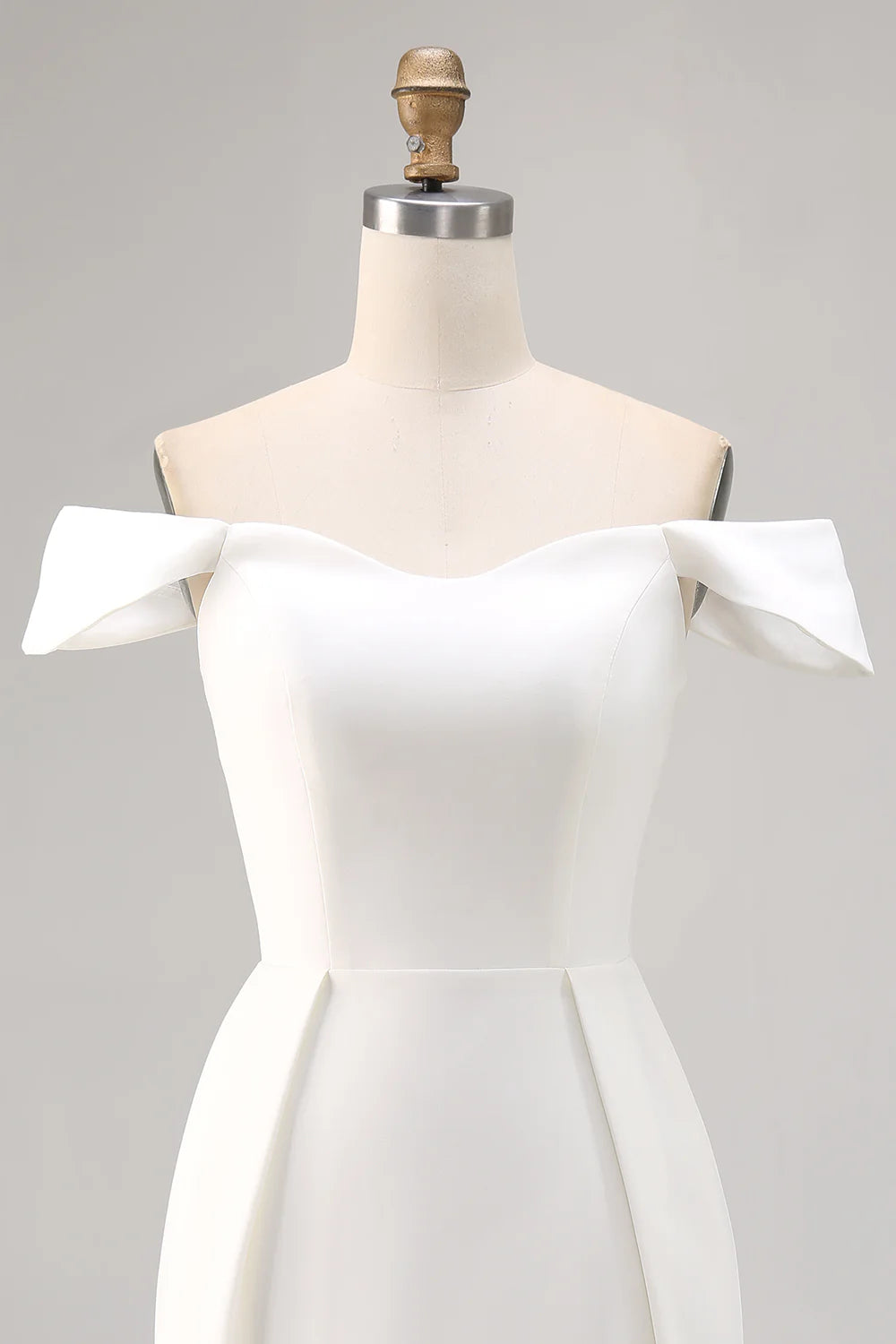 White Bodycon Off The Shoulder Satin Short Graduation Dress