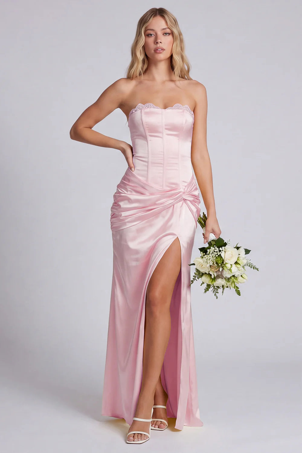 Strapless Daffodil Corset Mermaid Bridesmaid Dress with Slit