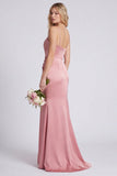 Dusty Rose Ruched Spaghetti Straps Mermaid Bridesmaid Dress