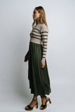 Zeda Midi Dress in Olive Stripe