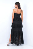 Vanna Lace Tiered Maxi Dress Black