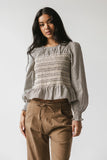 Kesley Smocked Blouse in Brown