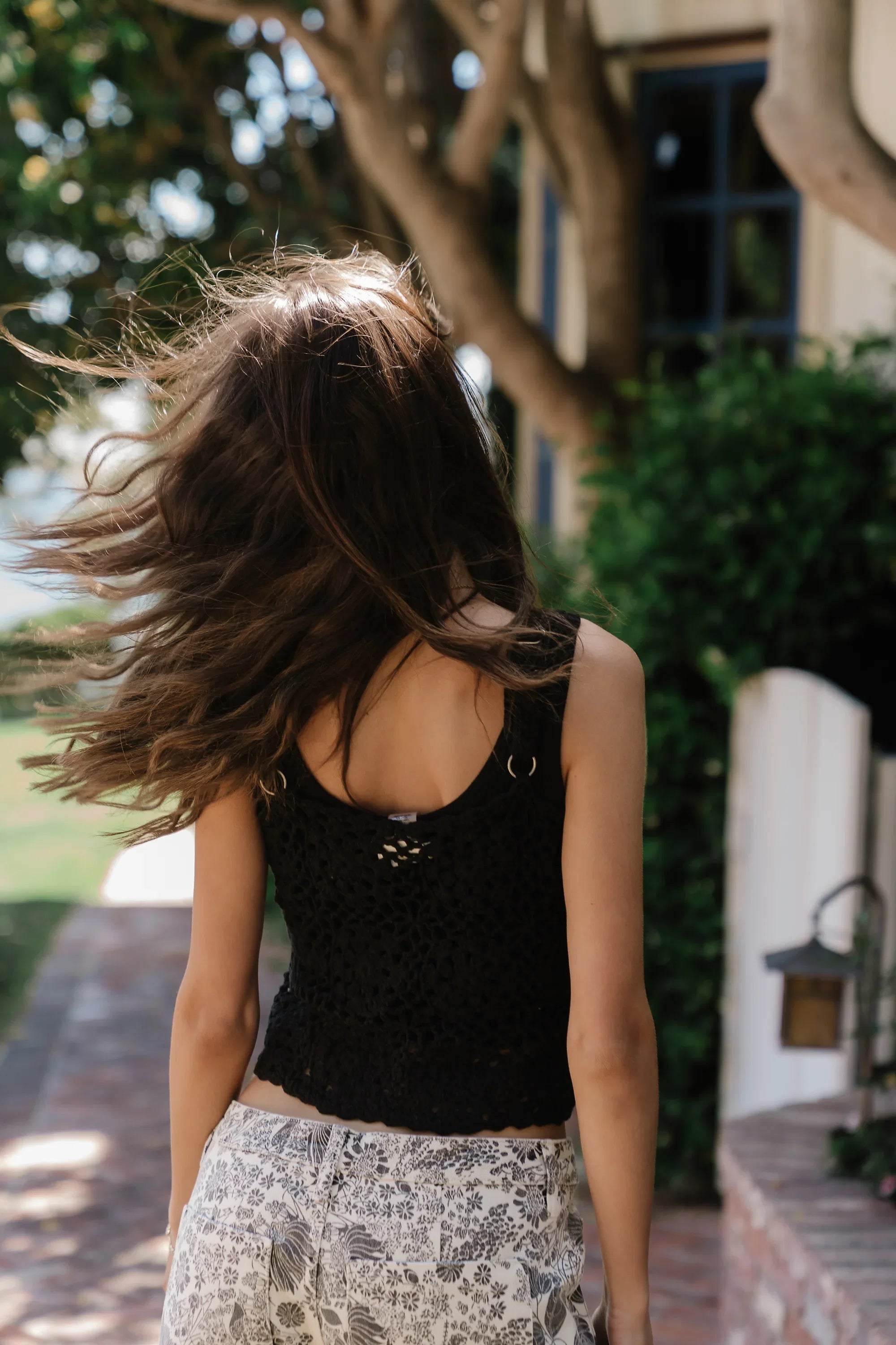 Marko Crochet Tank Top in Black