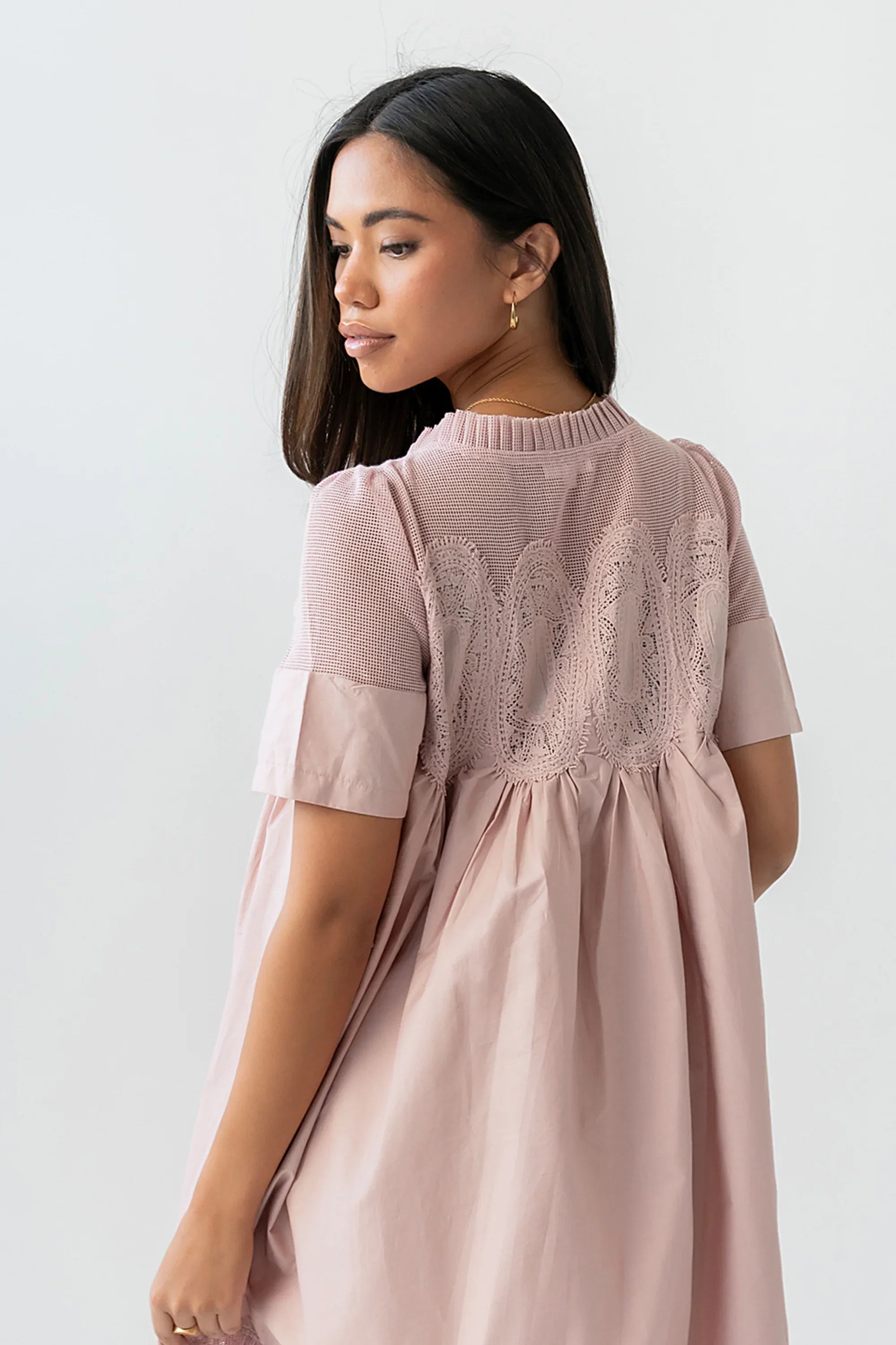 Russel Mesh Mini Dress in Mauve
