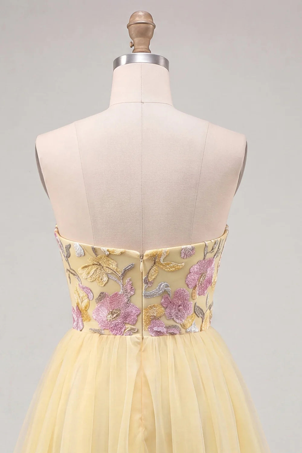 Orange Embroidered A Line Strapless Short Homecoming Dress
