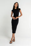 Ivy Fitted Midi Dress in Black