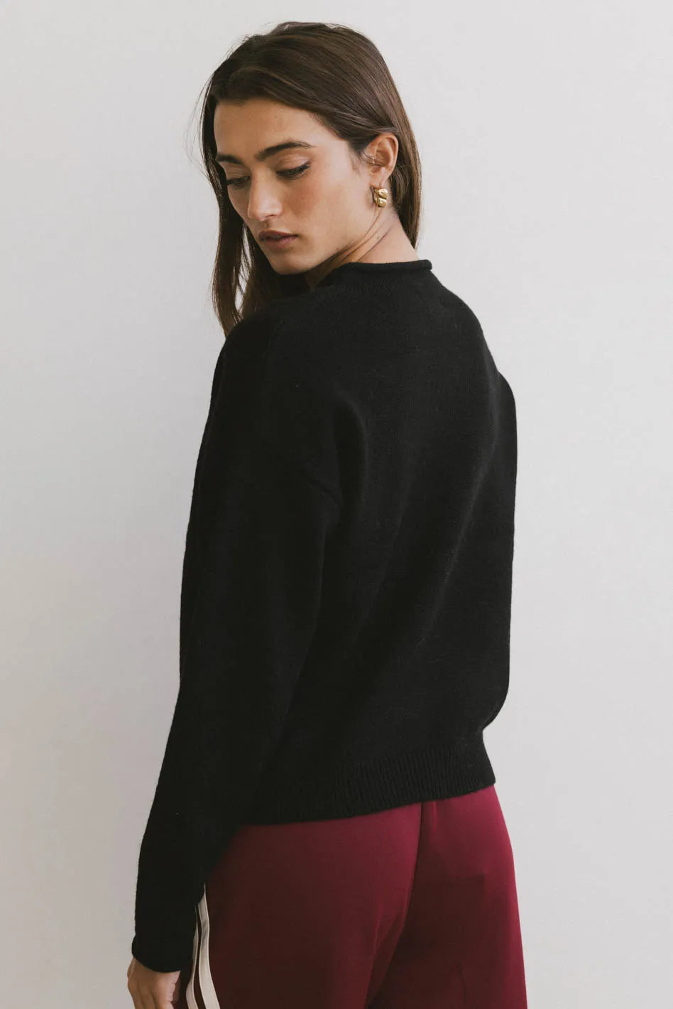 Meli Button Front Knit Sweater in Black FINAL SALE