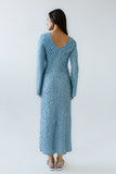 Bell Ruffle Maxi Dress in Blue
