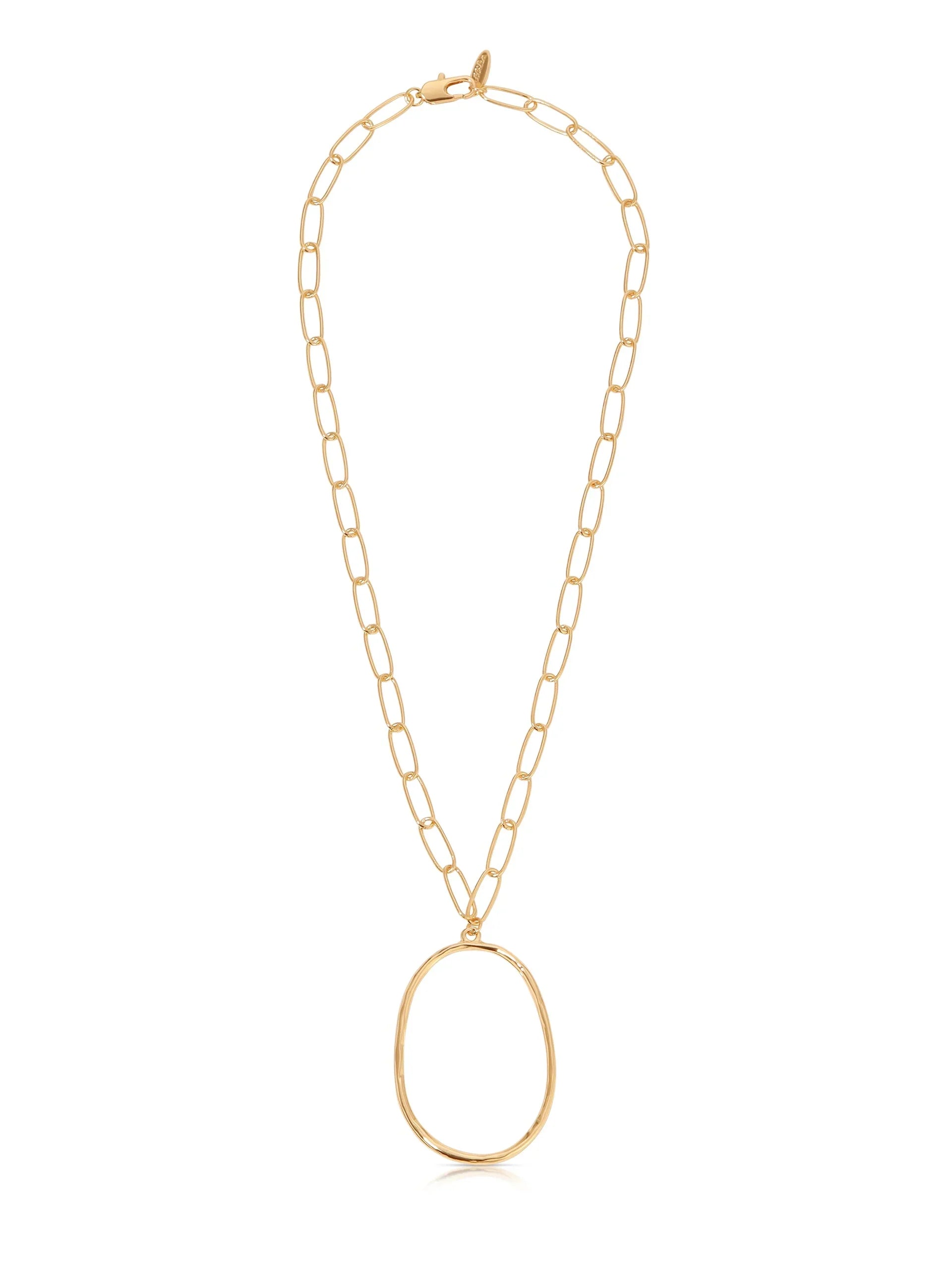 Large Oval Pendant Chain Link Necklace