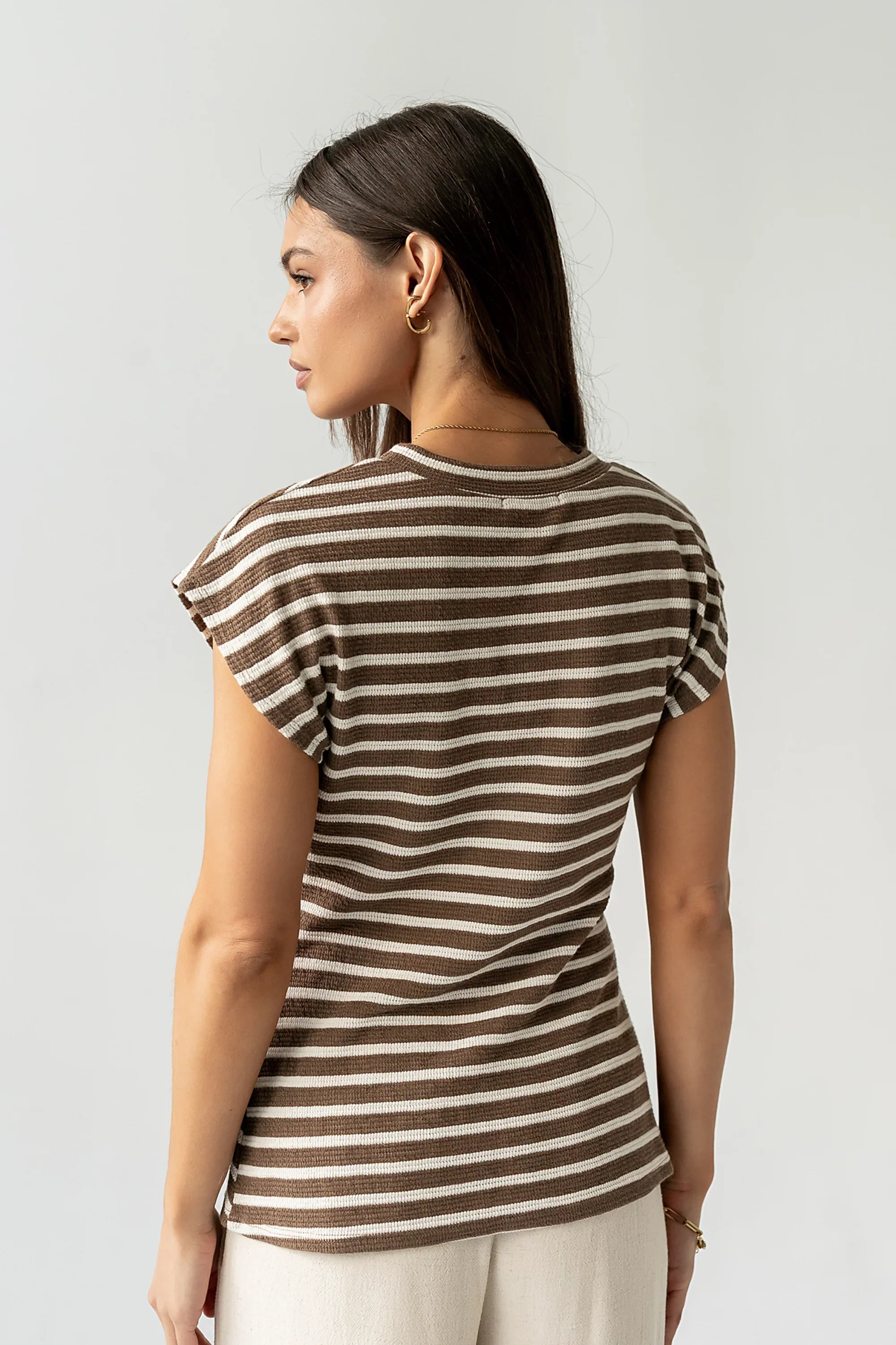 Devin Striped Top in Brown