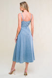 FESTIVAL DAYS FRONT TIE DENIM MIDI DRESS