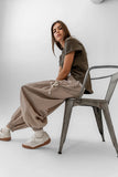 Emory Striped Baggy Pants in Mocha FINAL SALE
