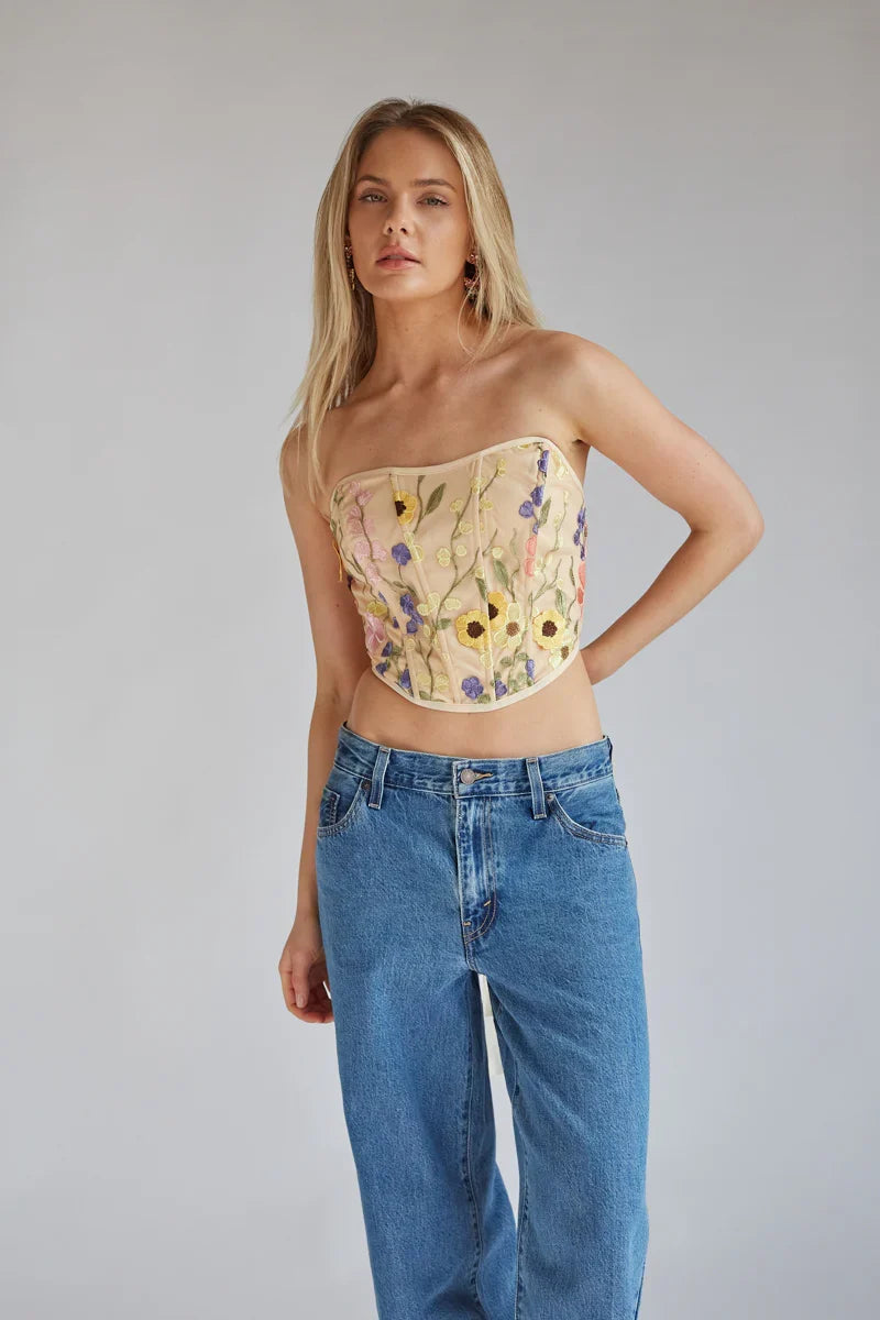 Marigold Floral Lace Corset Top