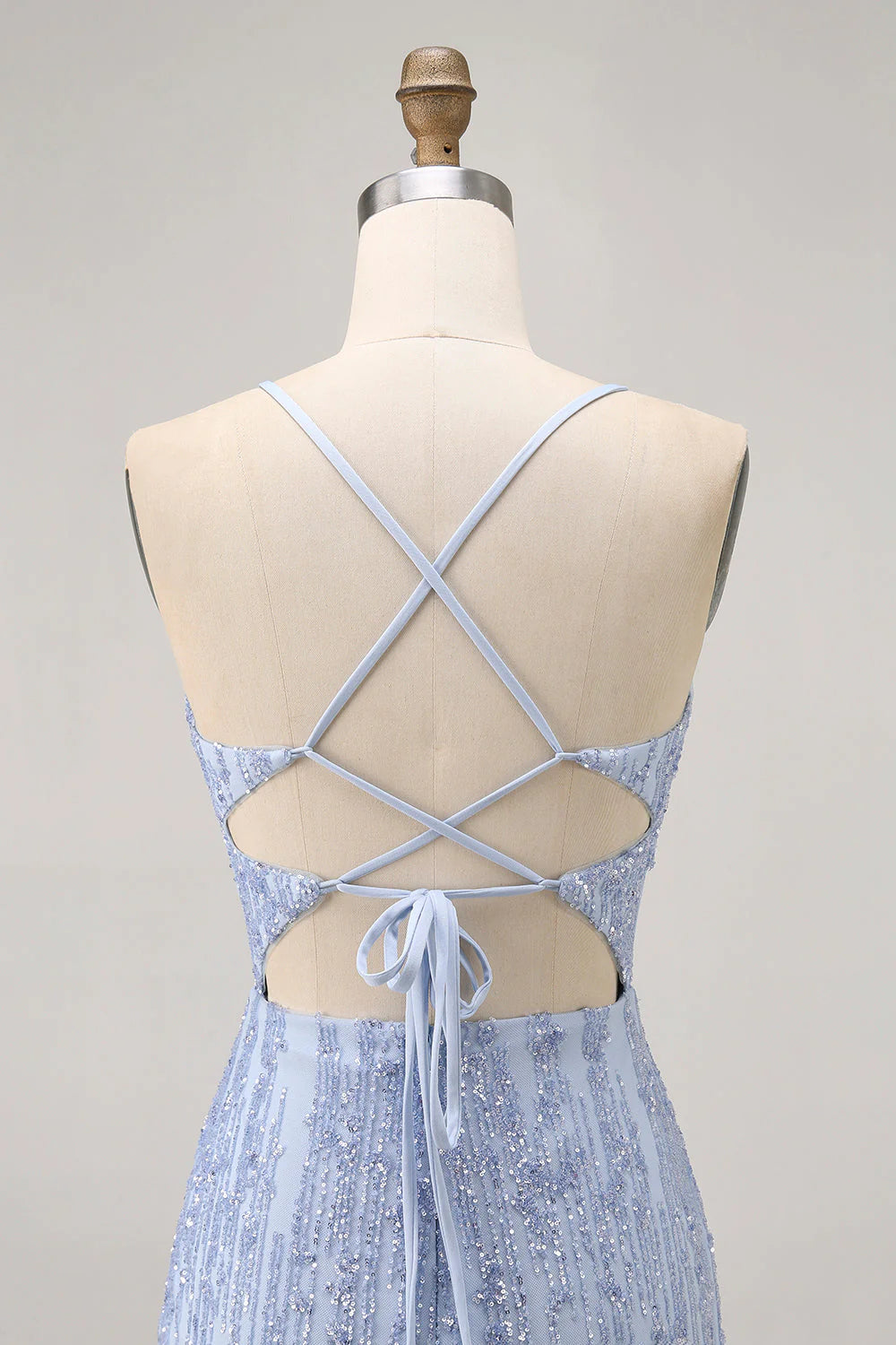 Sparkly Grey Blue Bodycon Sequins Corset Short Homecoming Dress