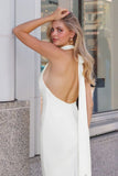 Kara Maxi Off White Adjustable Halter Tie ITY Dress