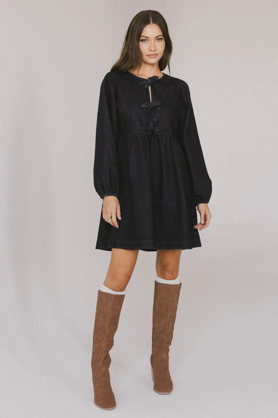 Tyler Peplum Mini Dress in Dark Wash FINAL SALE