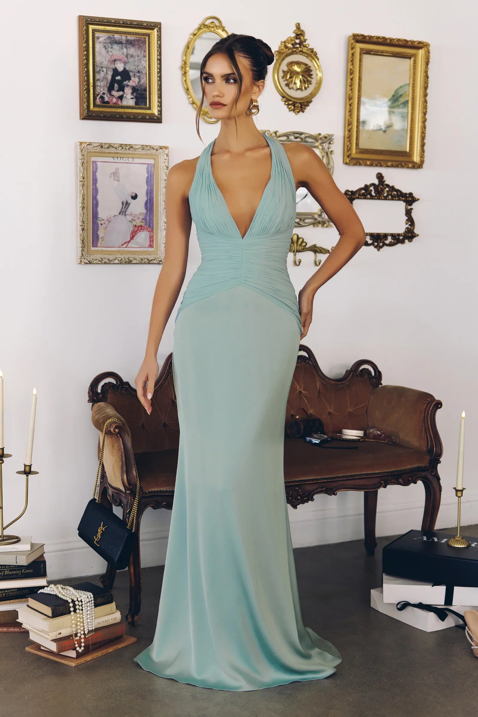Tessa Gown Mermaid Halter Satin Gown