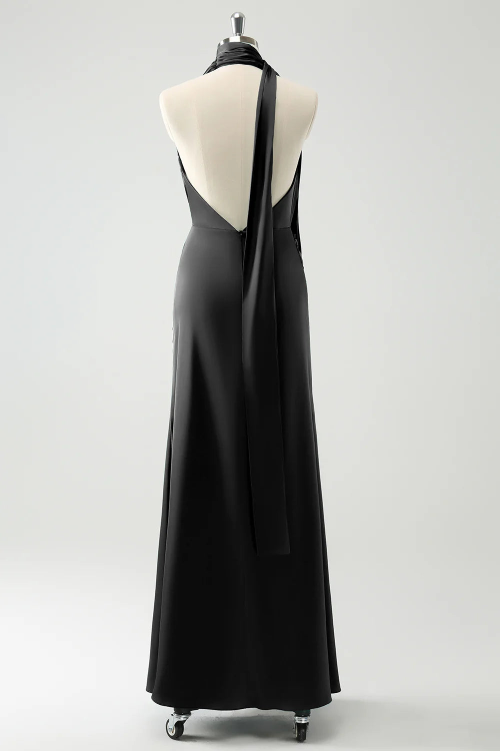 Burgundy Sheath Convertible Deep V Neck Ruched Long Bridesmaid Dress with Open Back