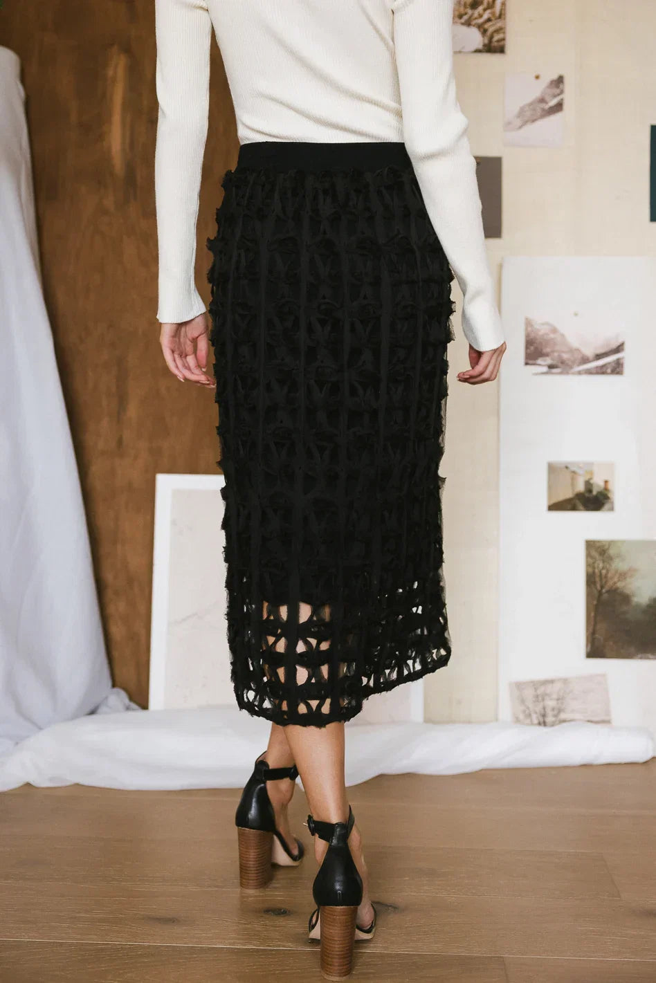 Open Cage Knit Skirt in Black FINAL SALE