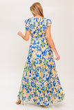 BRIDGEPORT MAXI DRESS BLUE FLORAL SUMMER DRESS