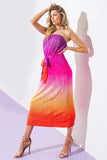 GIVE IT A GO STRAPLESS OMBRE MIDI DRESS